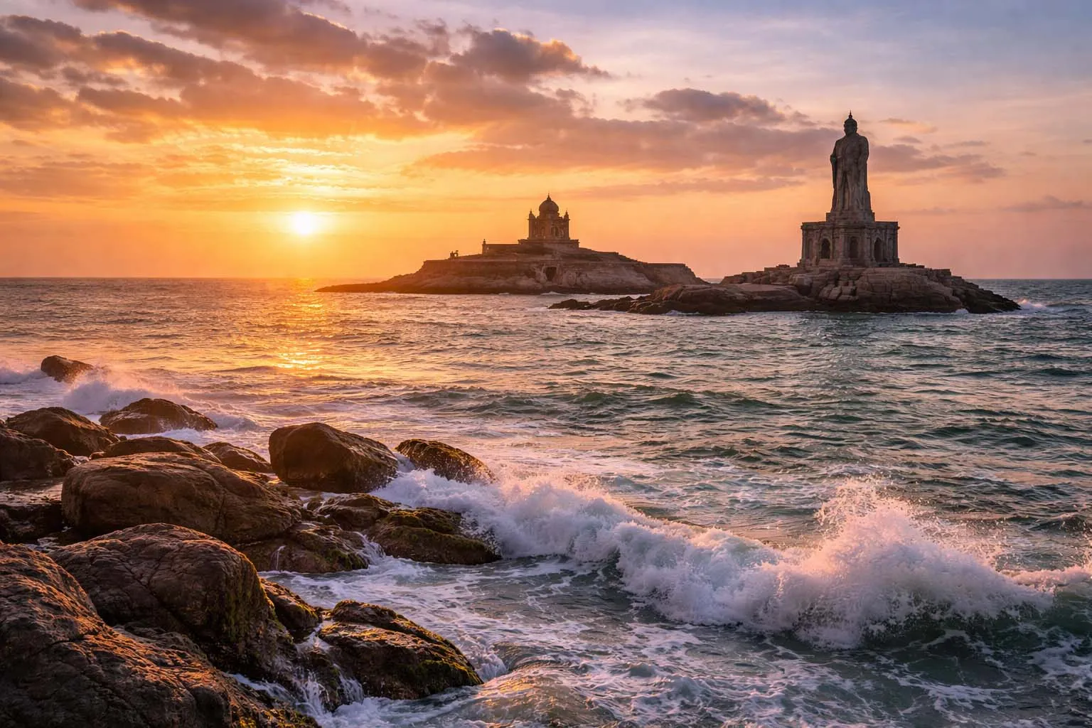 Kanyakumari tri-sea sunset
